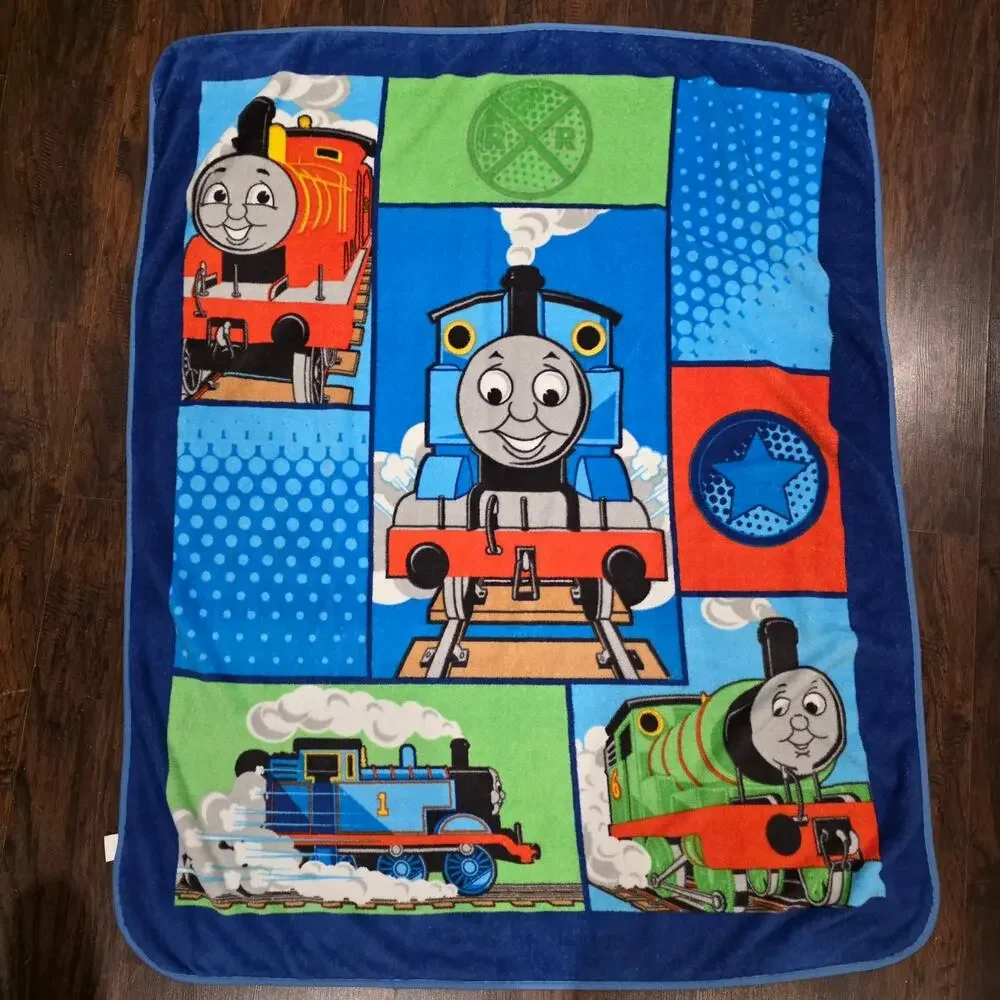 Thomas & Friends Train Throw Fleece Blanket Soft 59 X 48 Image Front & Back